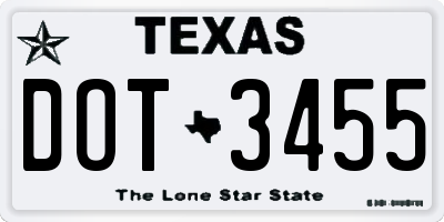 TX license plate DOT3455