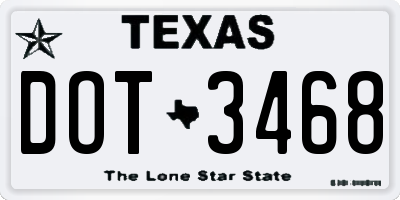 TX license plate DOT3468