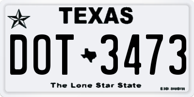 TX license plate DOT3473