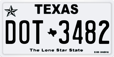TX license plate DOT3482