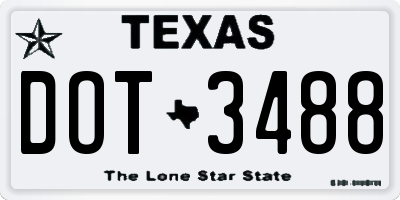 TX license plate DOT3488