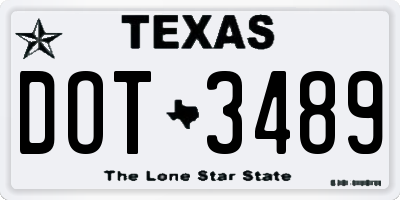 TX license plate DOT3489