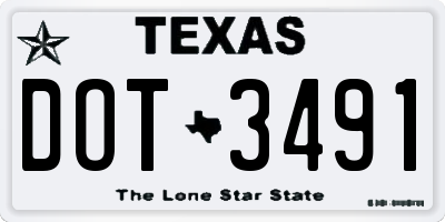 TX license plate DOT3491
