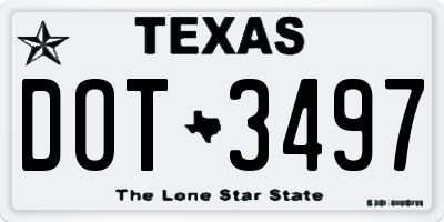 TX license plate DOT3497