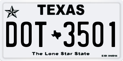 TX license plate DOT3501