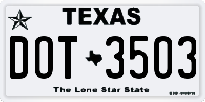 TX license plate DOT3503