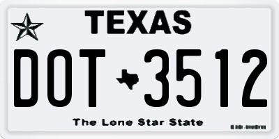 TX license plate DOT3512