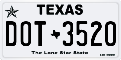 TX license plate DOT3520