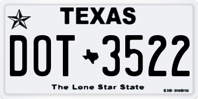 TX license plate DOT3522