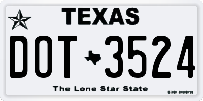 TX license plate DOT3524