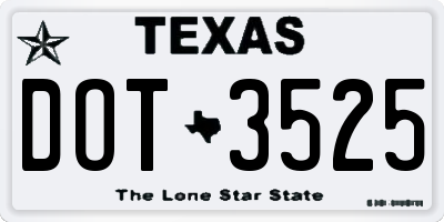 TX license plate DOT3525
