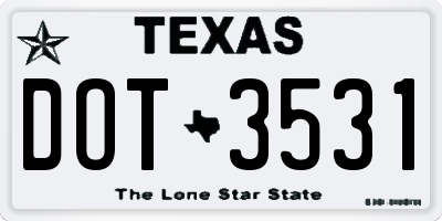TX license plate DOT3531