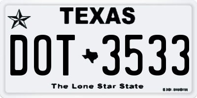 TX license plate DOT3533
