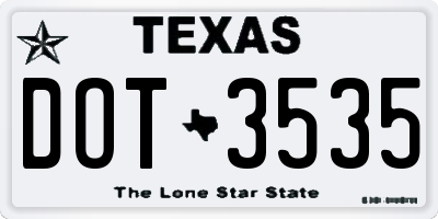 TX license plate DOT3535