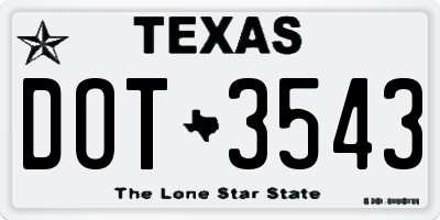 TX license plate DOT3543