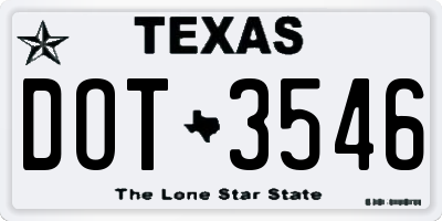 TX license plate DOT3546