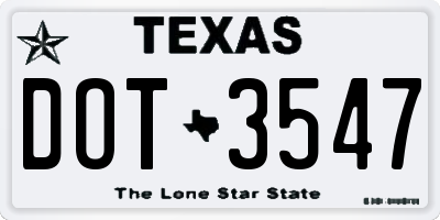TX license plate DOT3547
