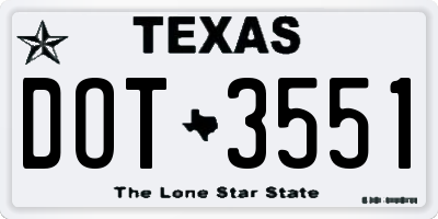 TX license plate DOT3551