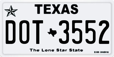 TX license plate DOT3552