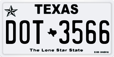 TX license plate DOT3566