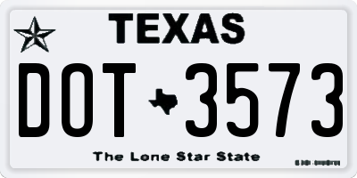 TX license plate DOT3573