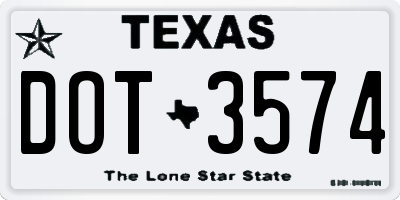 TX license plate DOT3574