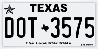 TX license plate DOT3575
