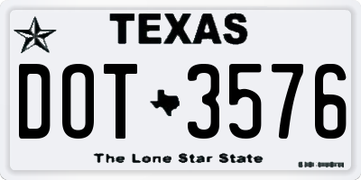 TX license plate DOT3576