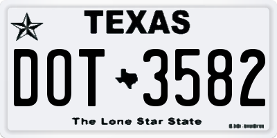 TX license plate DOT3582