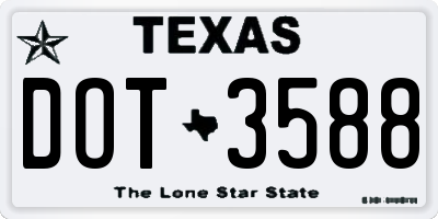 TX license plate DOT3588