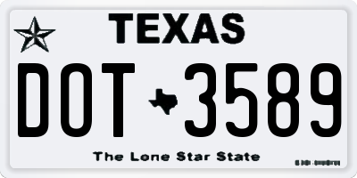 TX license plate DOT3589