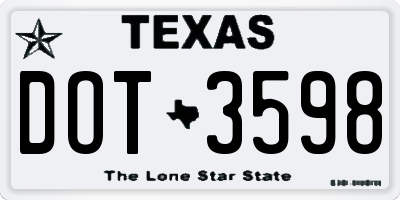 TX license plate DOT3598
