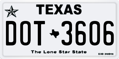 TX license plate DOT3606