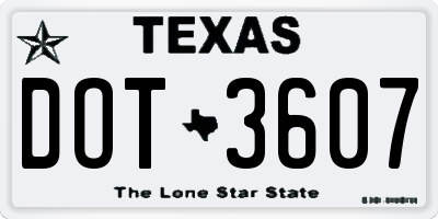 TX license plate DOT3607