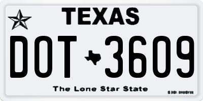 TX license plate DOT3609