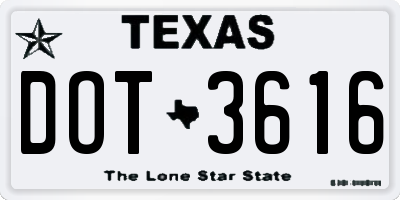 TX license plate DOT3616