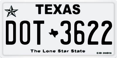 TX license plate DOT3622