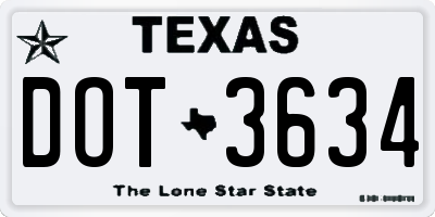 TX license plate DOT3634