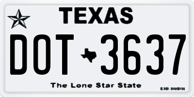 TX license plate DOT3637