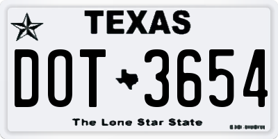 TX license plate DOT3654