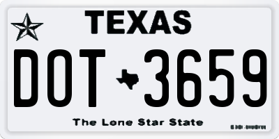 TX license plate DOT3659