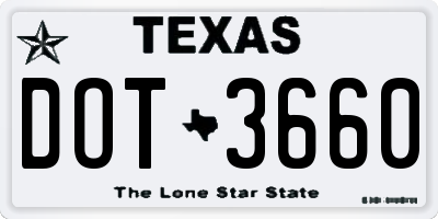 TX license plate DOT3660