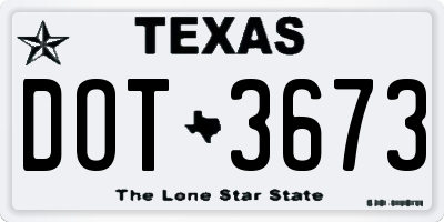 TX license plate DOT3673