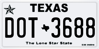 TX license plate DOT3688