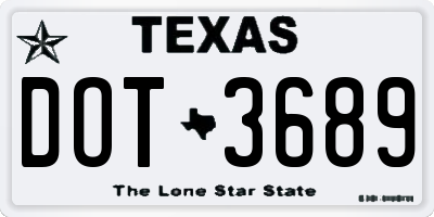 TX license plate DOT3689