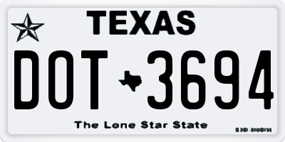 TX license plate DOT3694