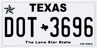 TX license plate DOT3696
