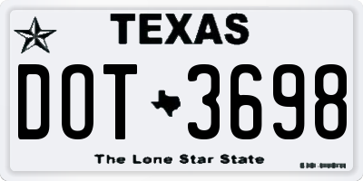 TX license plate DOT3698