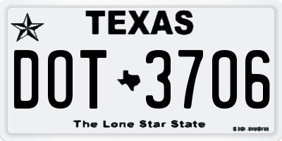 TX license plate DOT3706