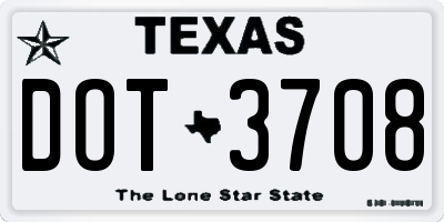 TX license plate DOT3708